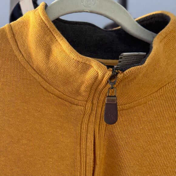 Orvis Men's XL Pullover Sweater 1/4 Front Zip Mustard 100% Cotton VERY NICE! - Picture 6 of 11